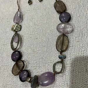 Silpada purple, taupe and sterling silver necklace
